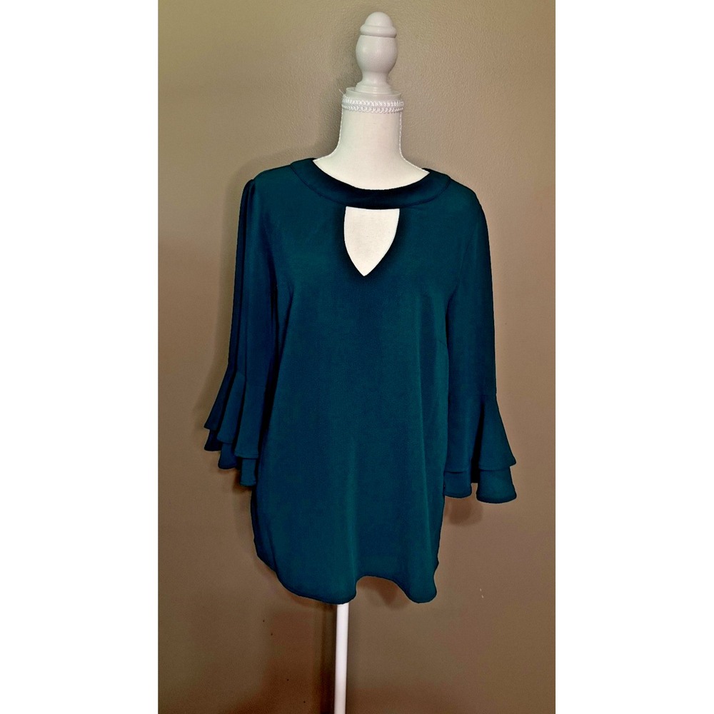 She & Sky Green Blouse Size S #1154